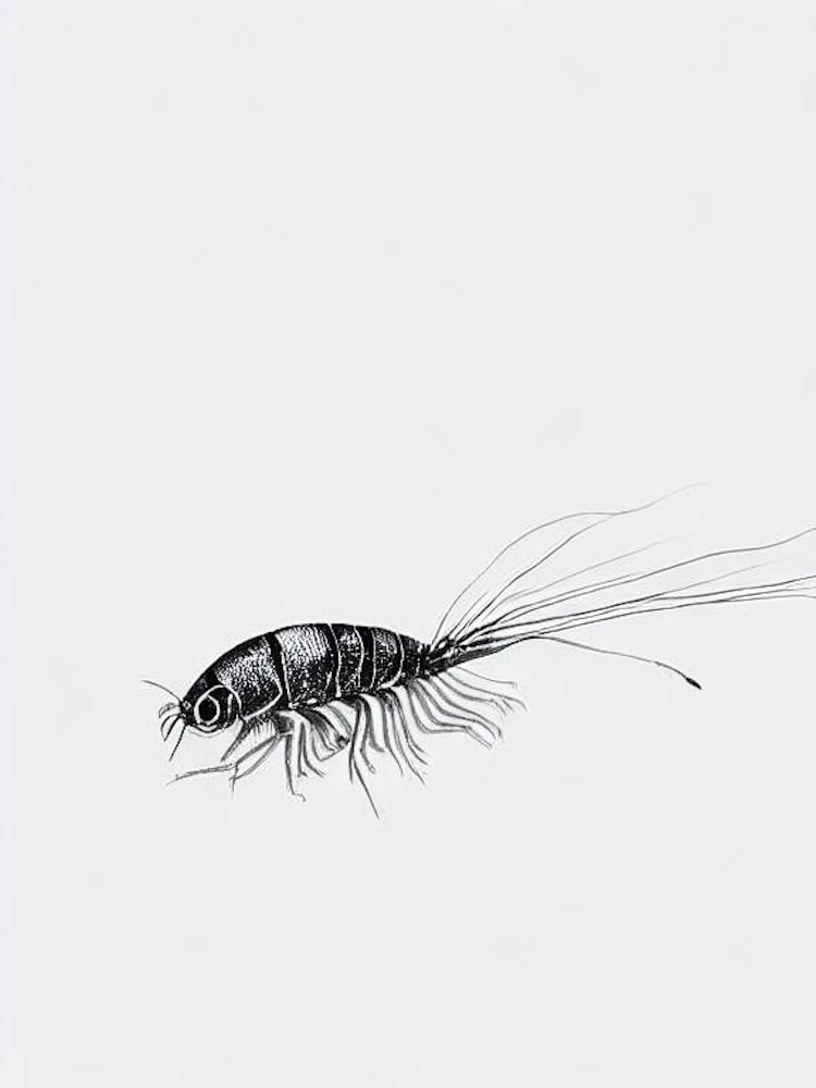 Emperor Shrimp Black & White Drawing