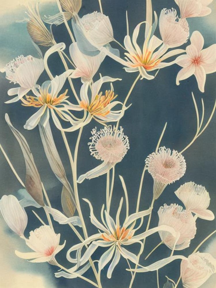 Sea Lily Vintage Graphic Watercolour