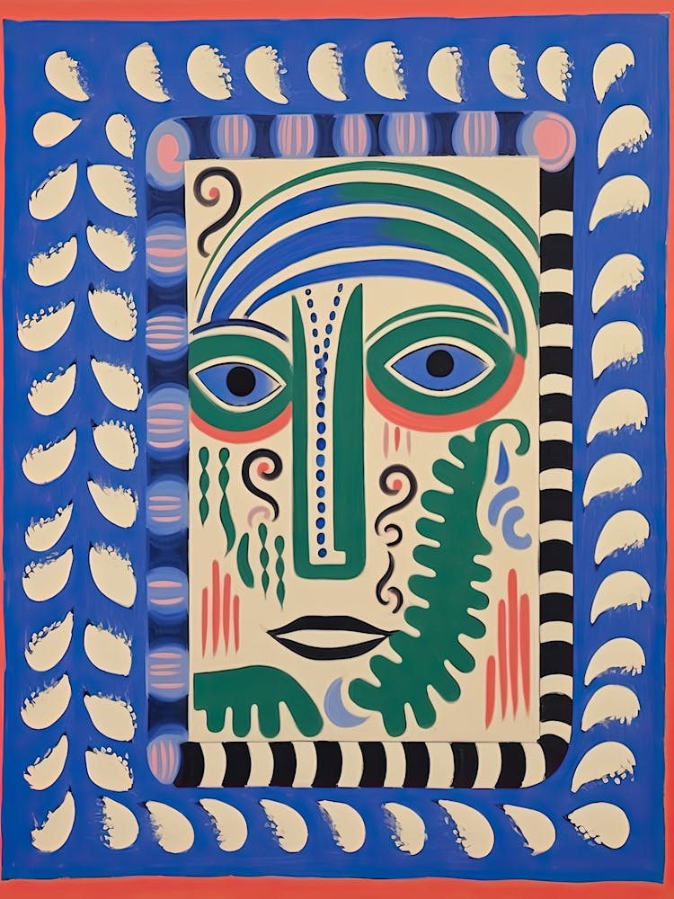 Folk Abstract Face Illustration 0