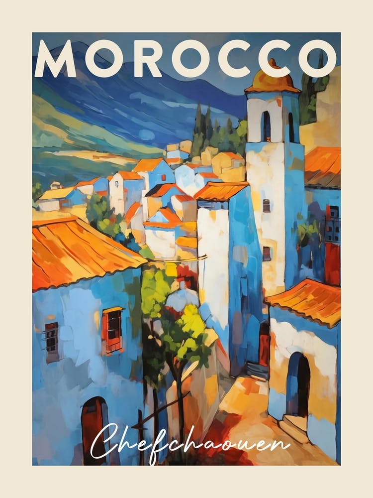 Chefchaouen Morocco 3 Fauvist Painting  Travel Poster