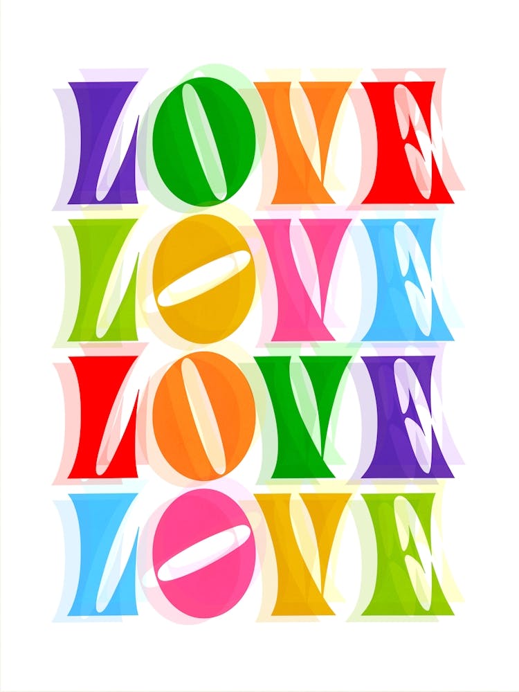 Bold Retro Playful Typographic Rainbow LOVE for PRIDE
