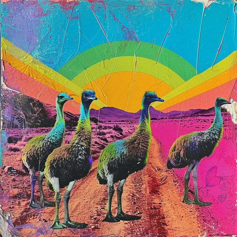 Rainbow Ostrich Kitsch Collage 2