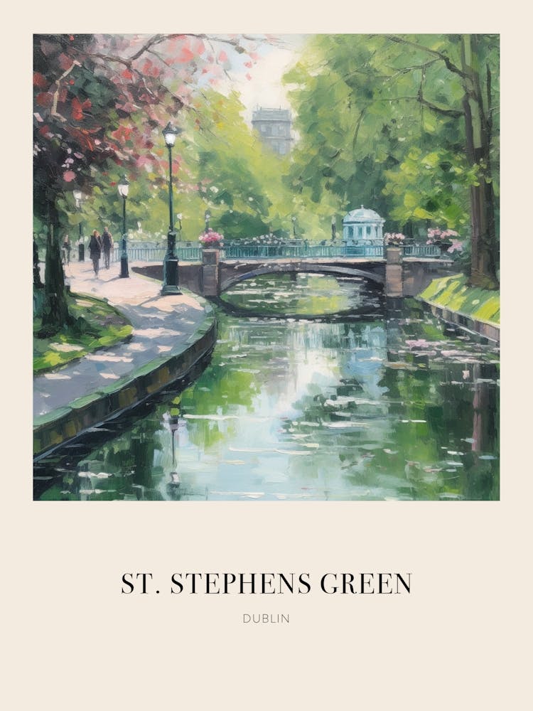 St Stephens Green Dublin 3 Vintage Cezanne Inspired Poster