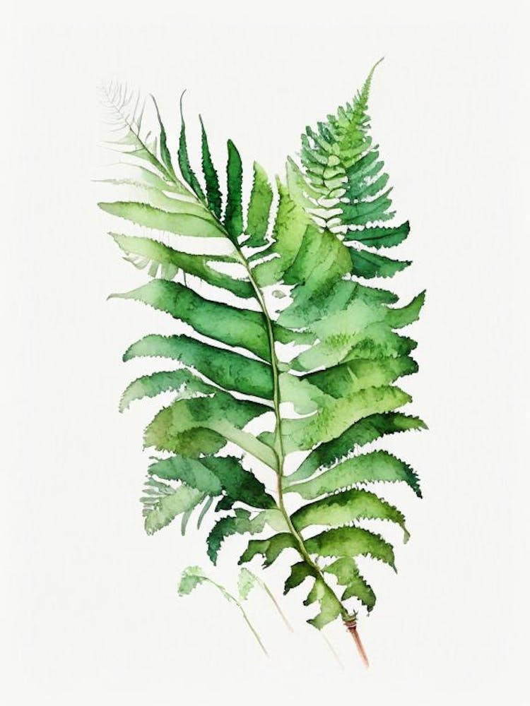 Huperzia Fern Watercolour