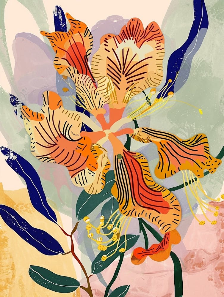 Bunte Blumenillustration Pfauenblume 1