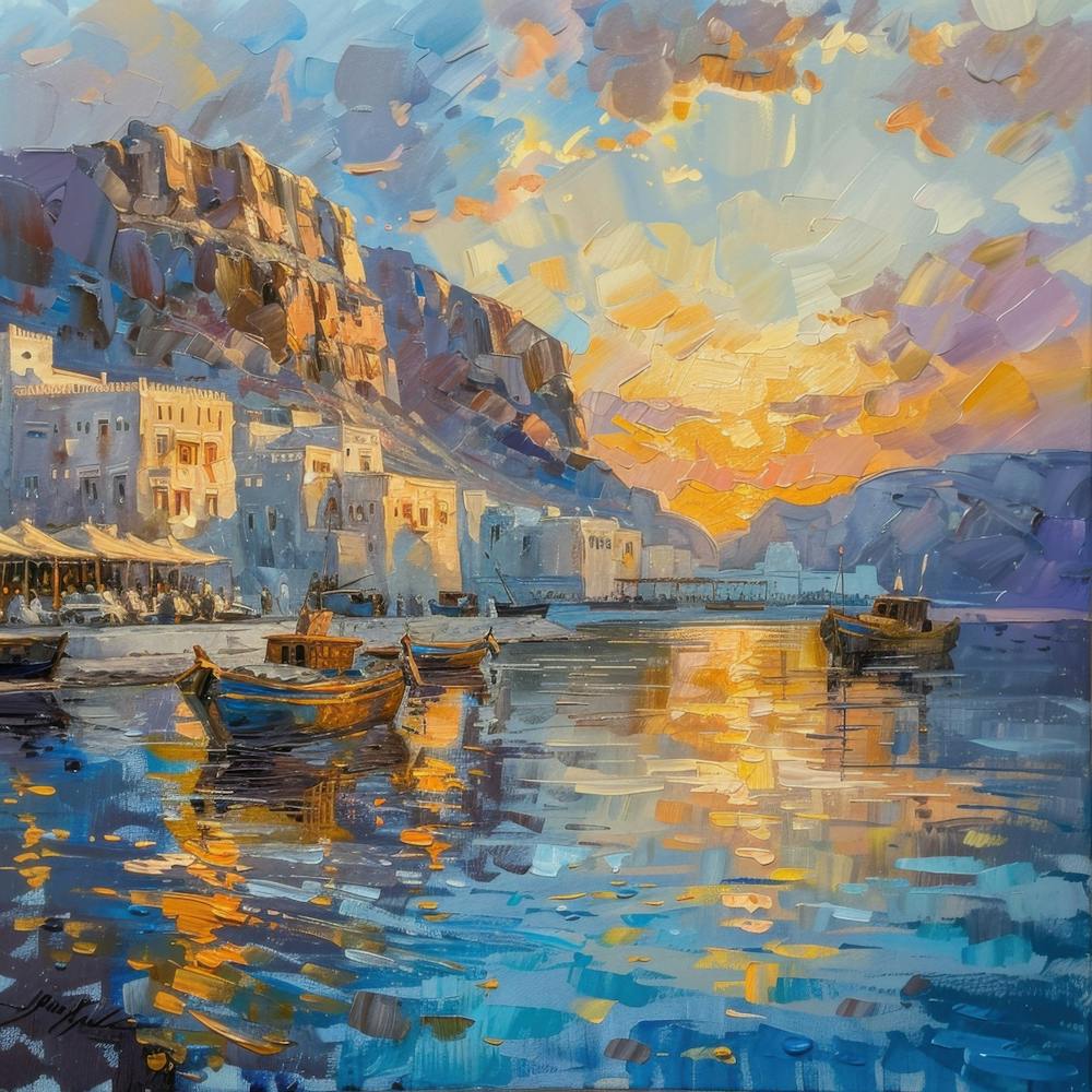 Sunset At The Harbour Oman