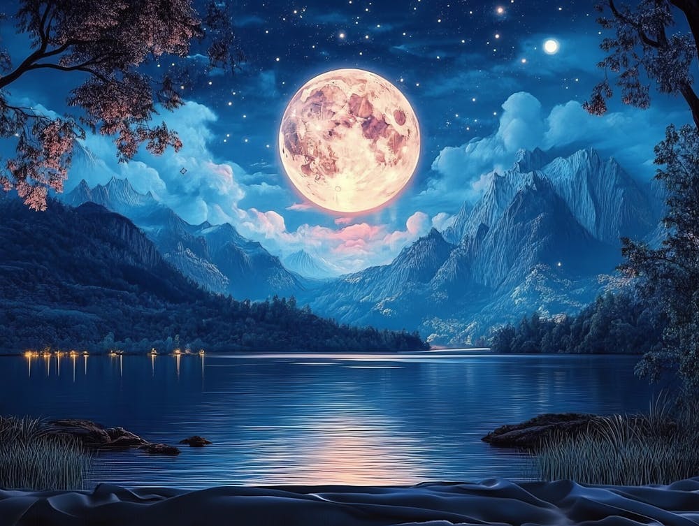 Full Moon Over Lake 1