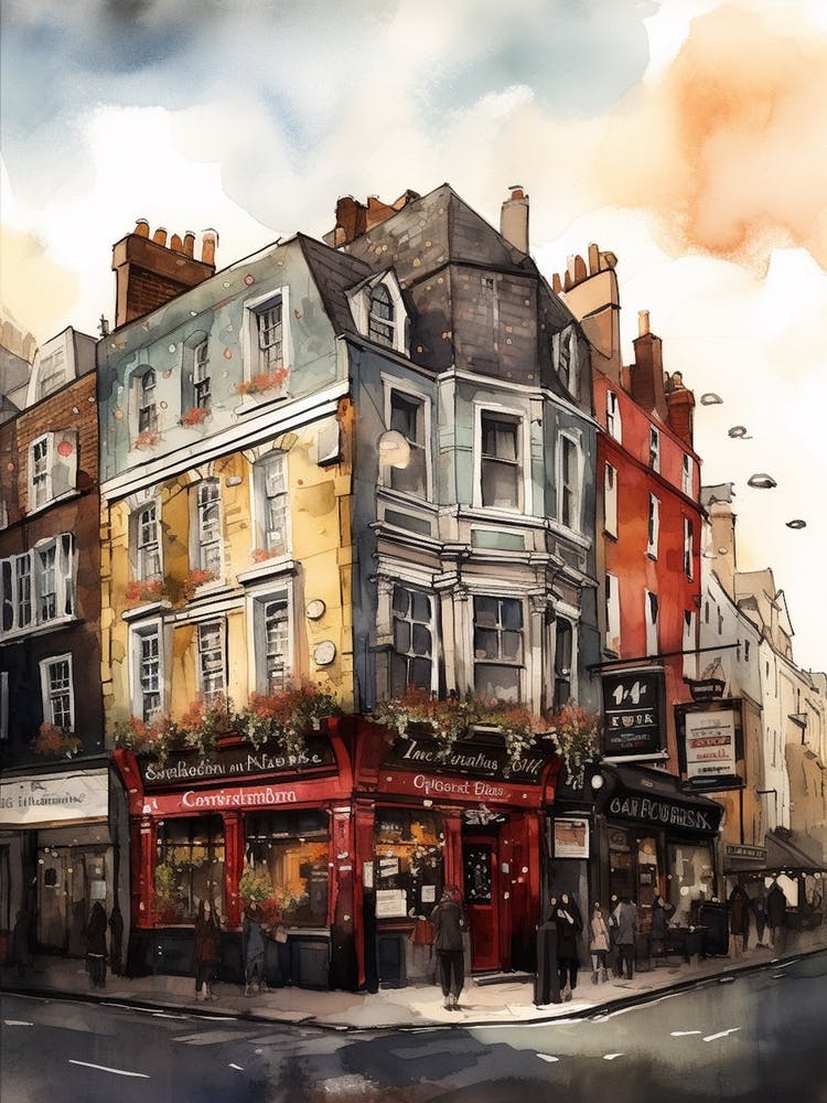 Camden London Neighborhood, Watercolour 4