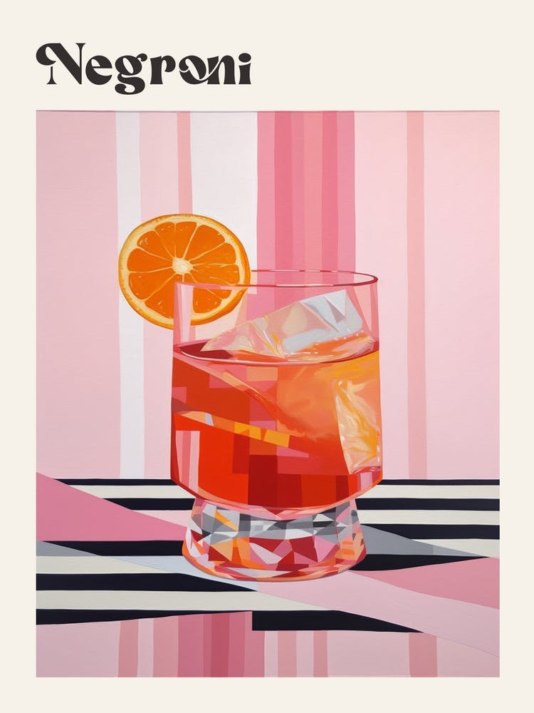 Negroni Retro Cocktail Poster
