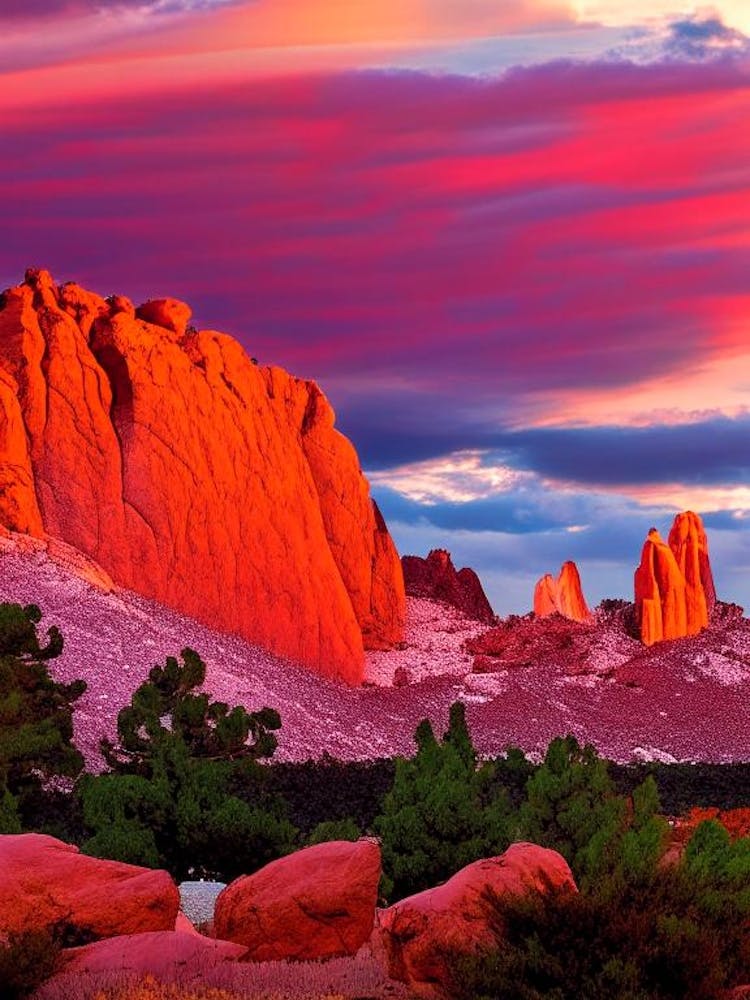 The Garden Of The Gods Sunset Pop Art