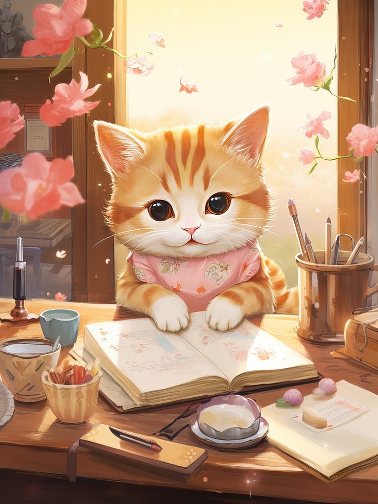 Kawaii Cat Drawings Writing 5