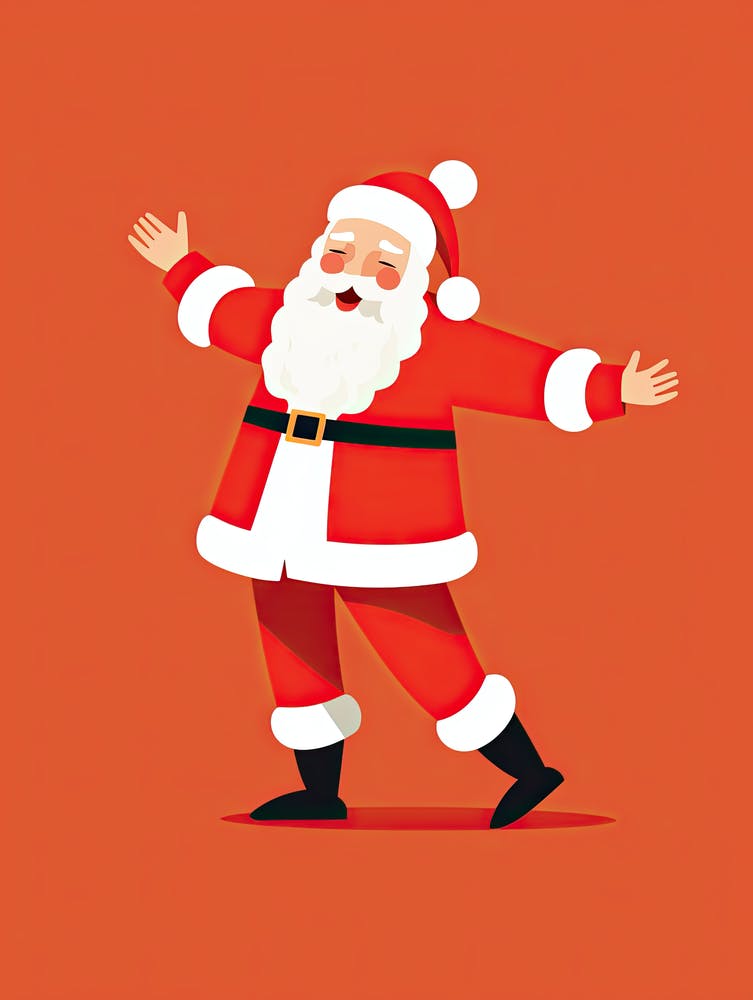 Santa Claus Dancing, Christmas print 1