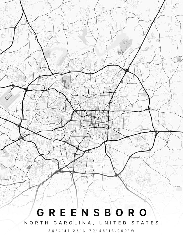 Greensboro North Carolina USA Weiße Karte