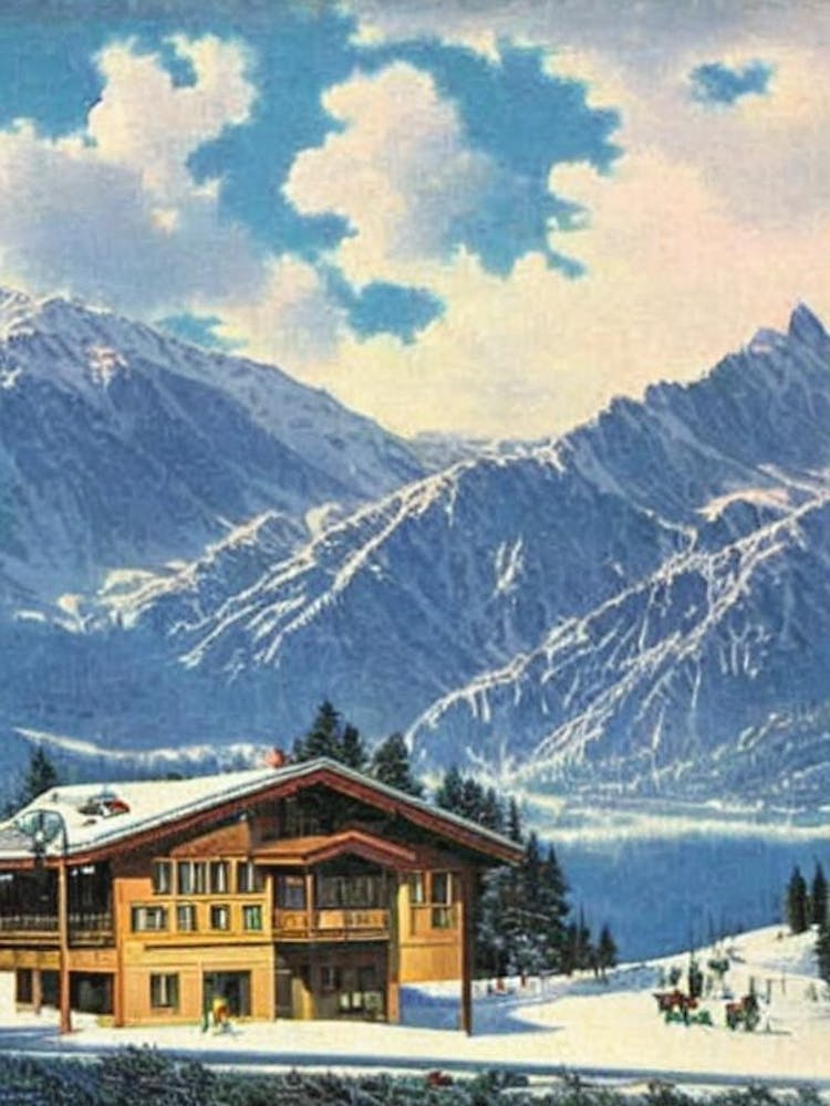 La Parva, Chile Ski Resort Vintage Landscape 2 Skiing Poster
