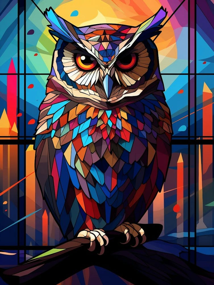 Owl Abstract Pop Art 4