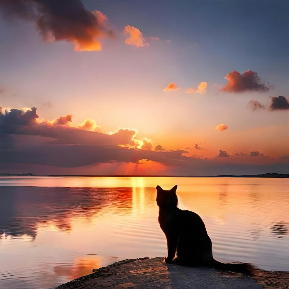 Katze beim Sonnenuntergang 1