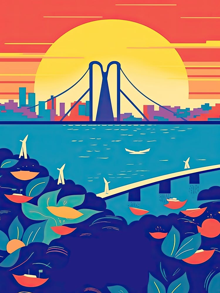 Bandra Worli Sea Link Bridge, India Colourful 1