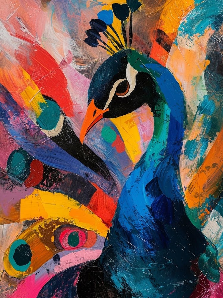 Colourful Brushstroke Peacock 3