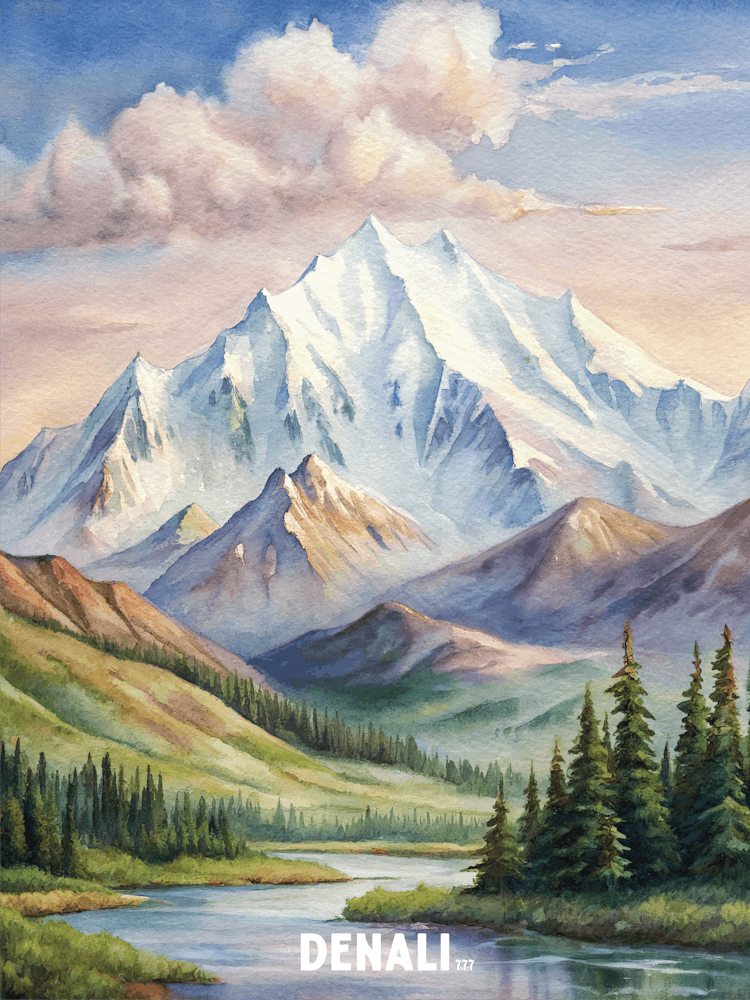 Denali National Park Watercolor Painting