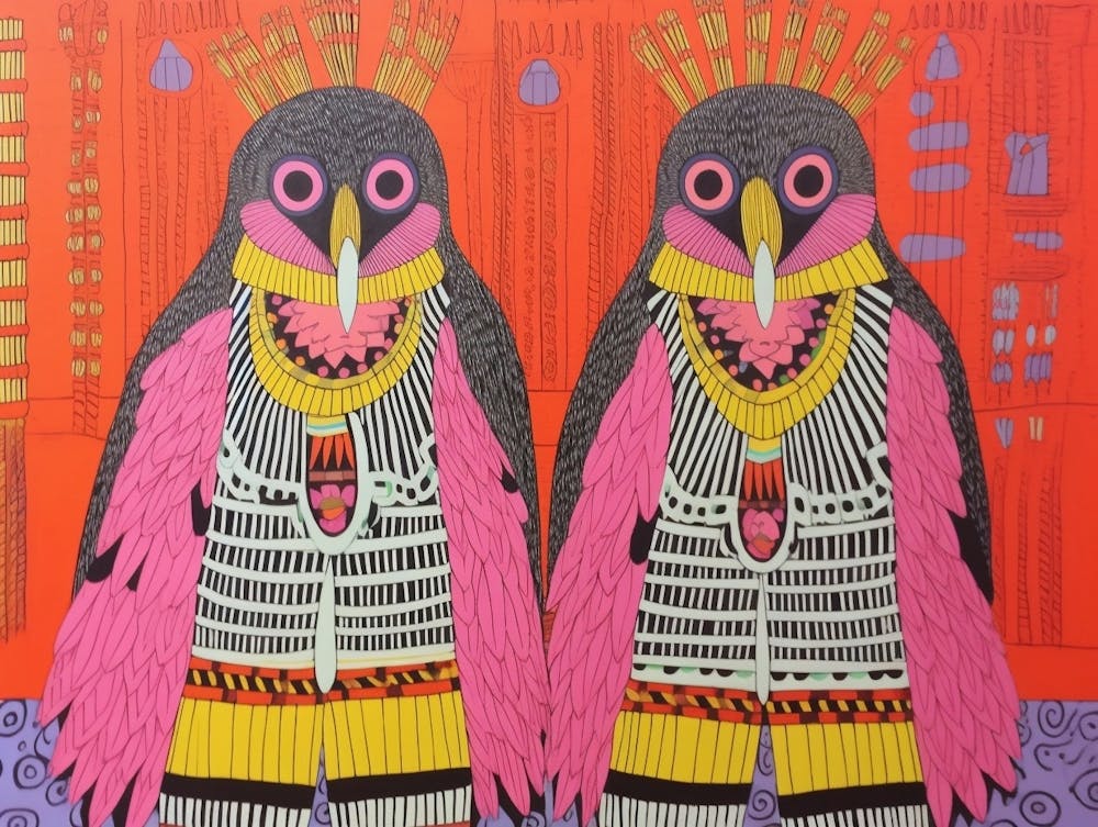 Aigle Couronné 2 Illustration Animale Style Folklorique
