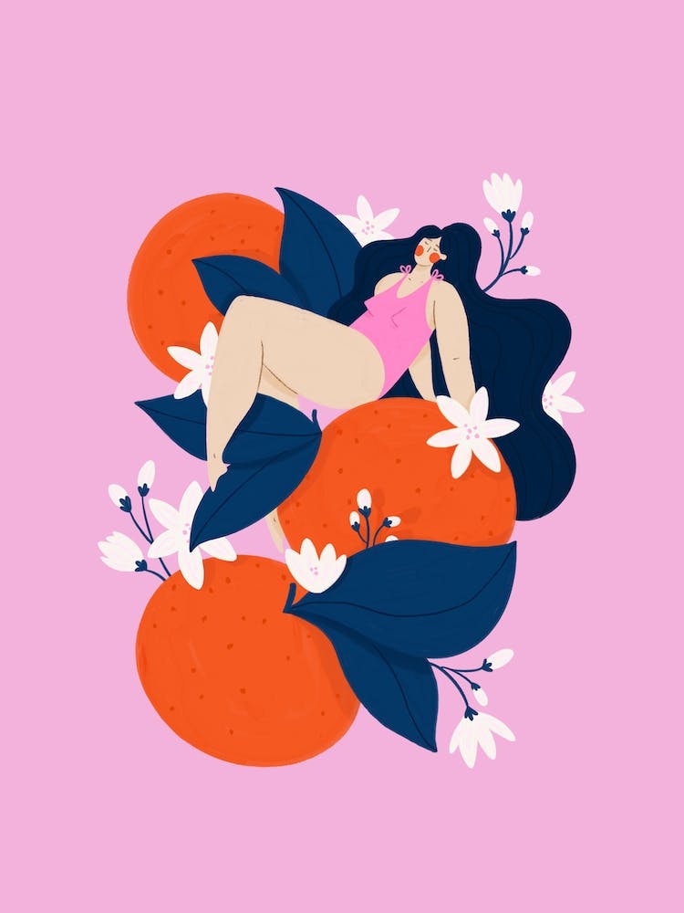 Girl And Mandarins