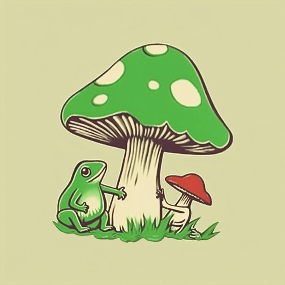 Mignon Champignon Et Grenouille Carré 2