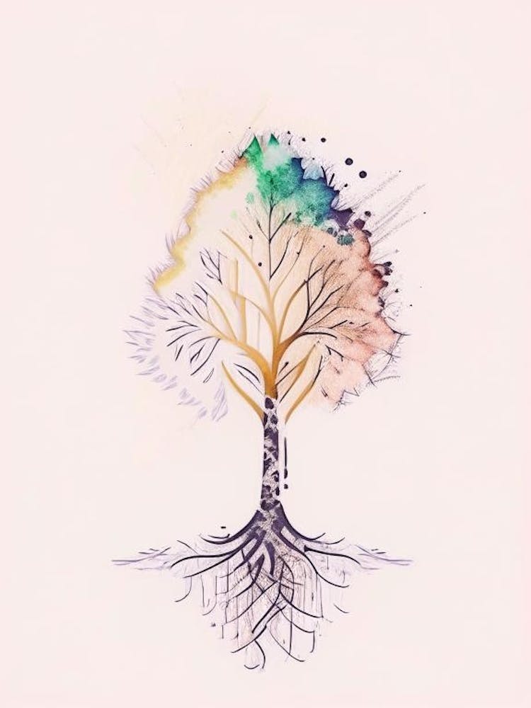 Family Tree Symbol 1 Minimal Watercolour
