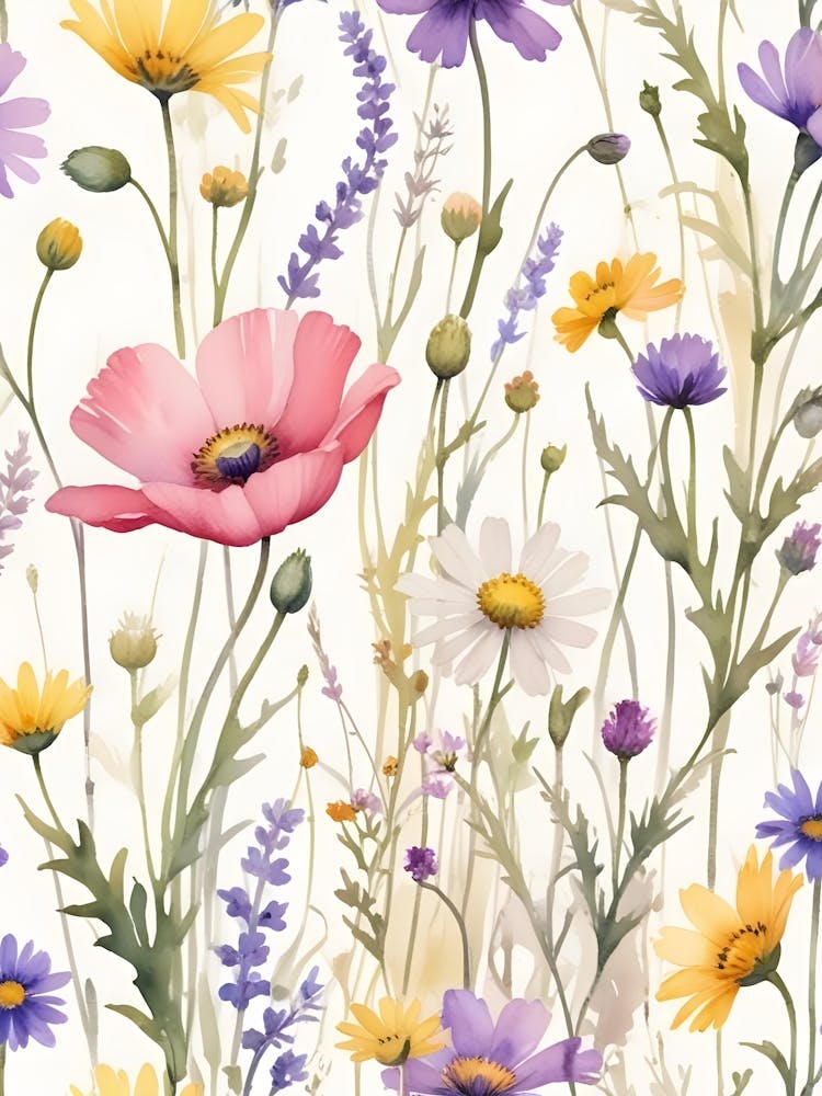 Colorful Flowers Watercolor Painting 1