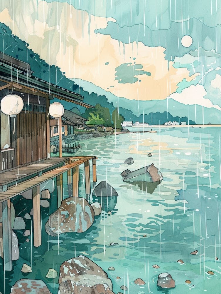 Hiroshima Japan 1 Retro Illustration