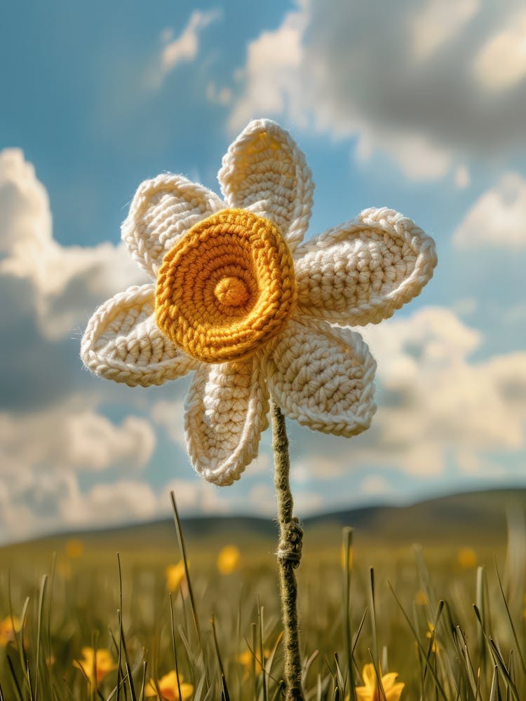 Daffodil Knitted In Crochet 3