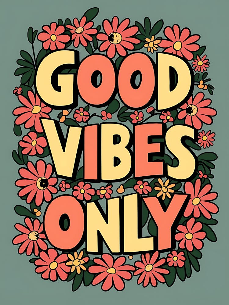 Good Vibes Only In Pastel Blooms Green
