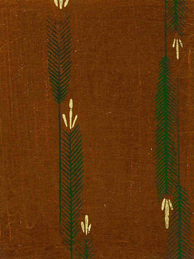 Vintage Ukiyo-e Woodblock Print Of Japanese Textile, Shima Shima, Furuya Korin (222)