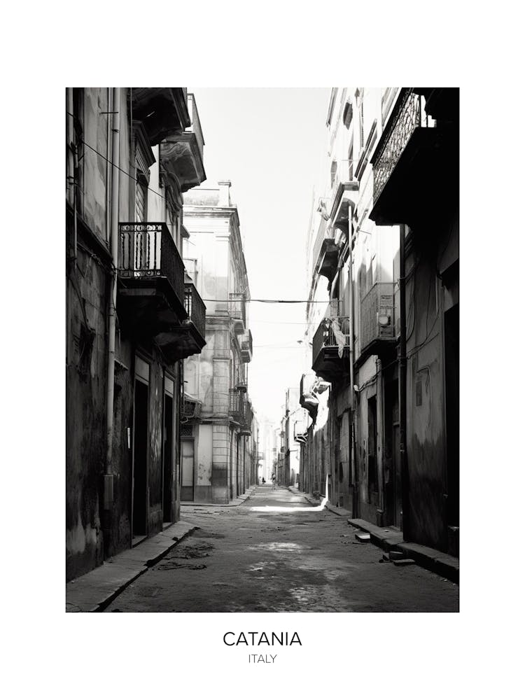 Poster Of Catania, Italy, Black And White Photo 2