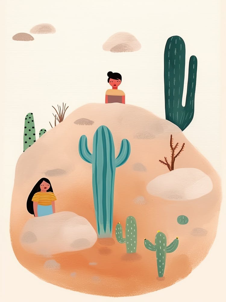 Desert Scene, Tiny People And Illustration 1