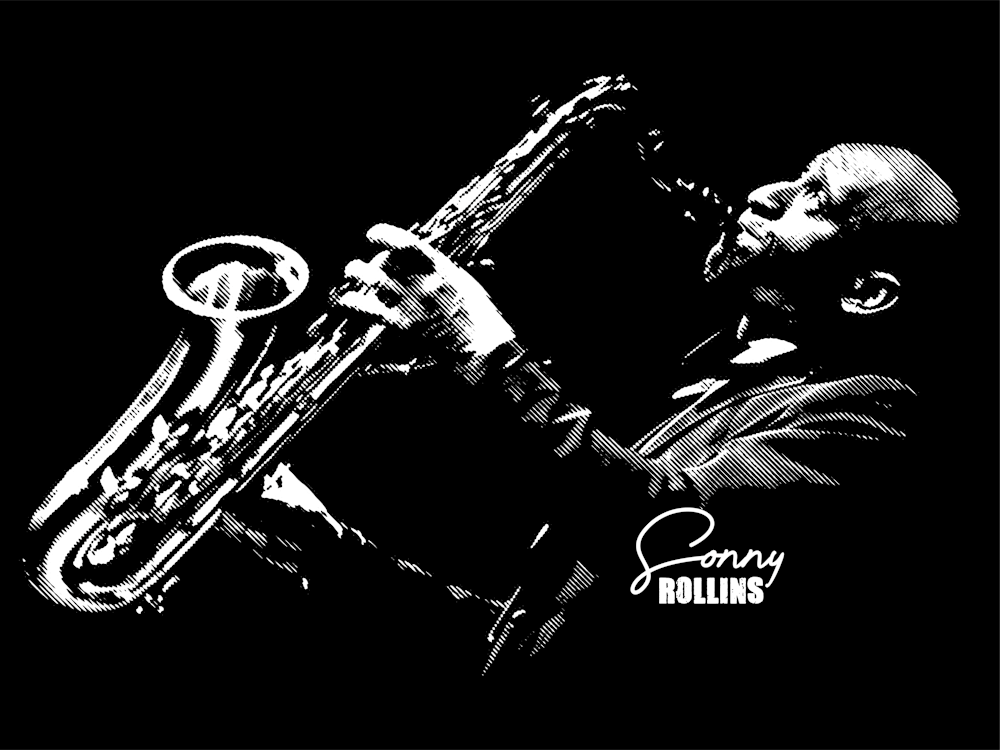 Sonny Rollins American Jazz Saxophonist Black White Line Art