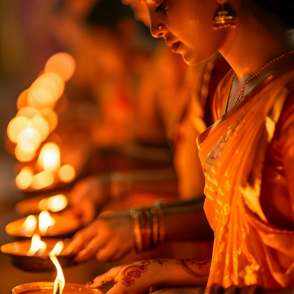 Women Lighting Diyas 2