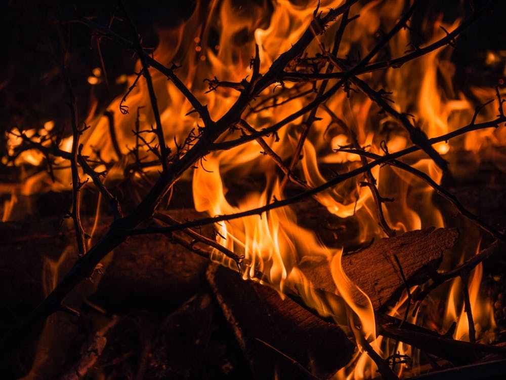 Close Up Of A Fire With Twigs