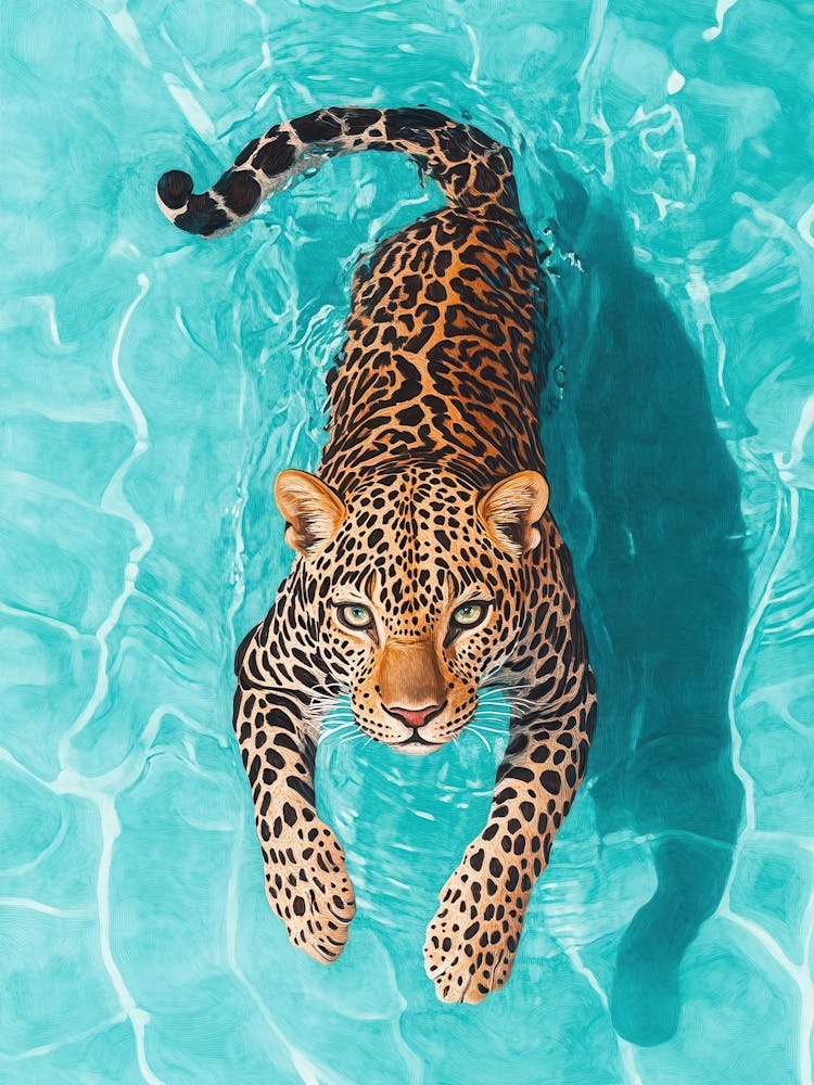 Leopard In The Pool Painting