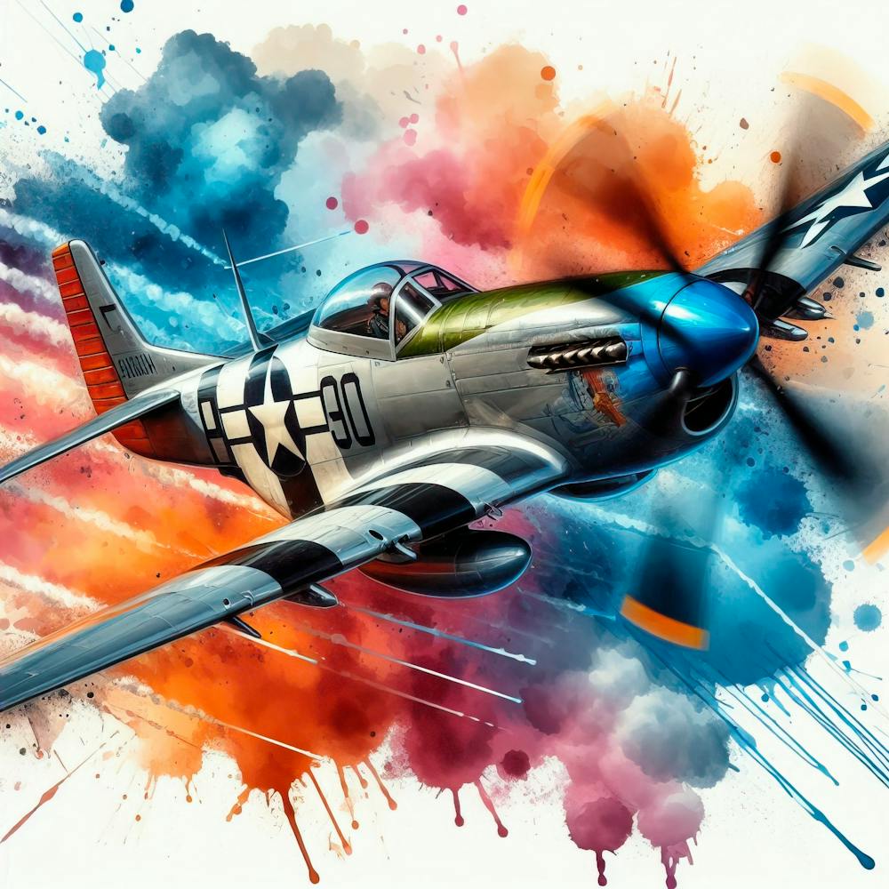 P 47 Thunderbolt At Full Speed Watercolor Splash Well Defined 8k 5