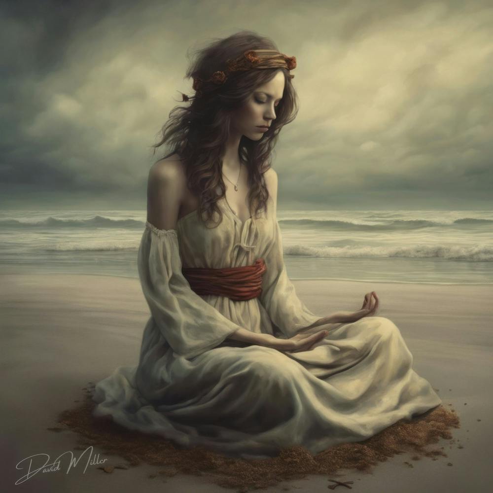 Woman Sitting On The Beach