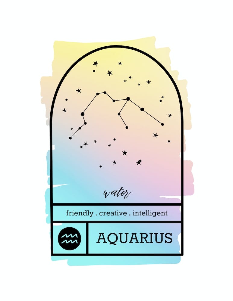 Aquarius Zodiac Sign | Rainbow Gradient