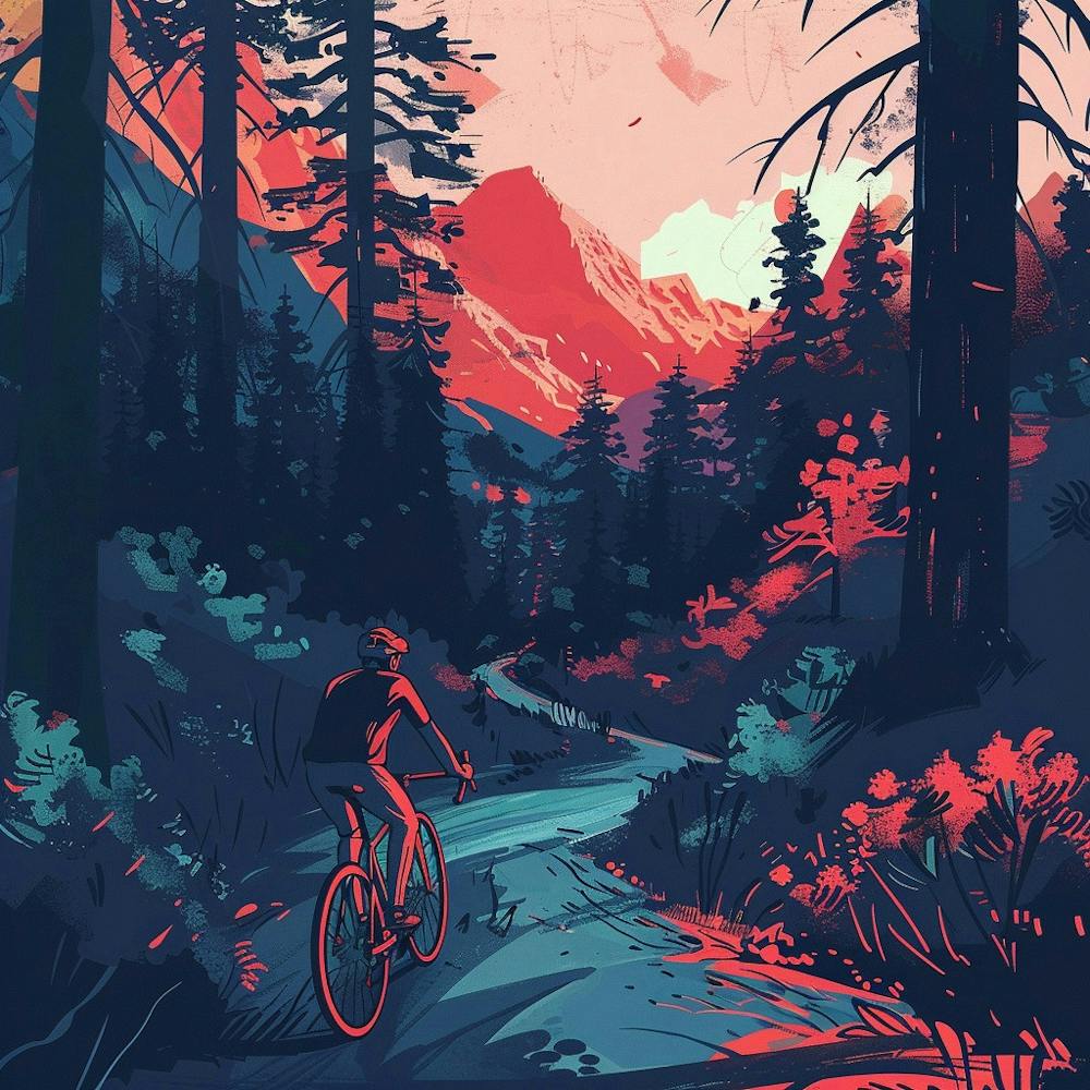 Mountain Biker In The Forest