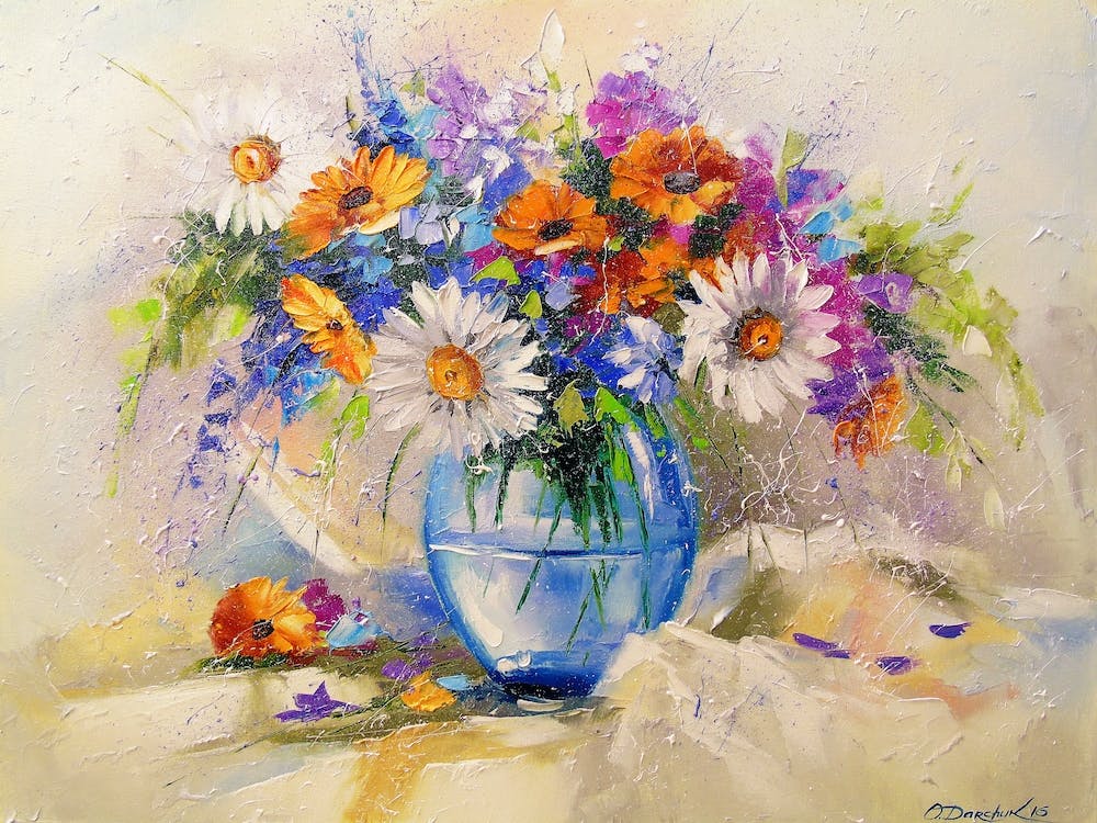 A bouquet of summer flowers in a vase