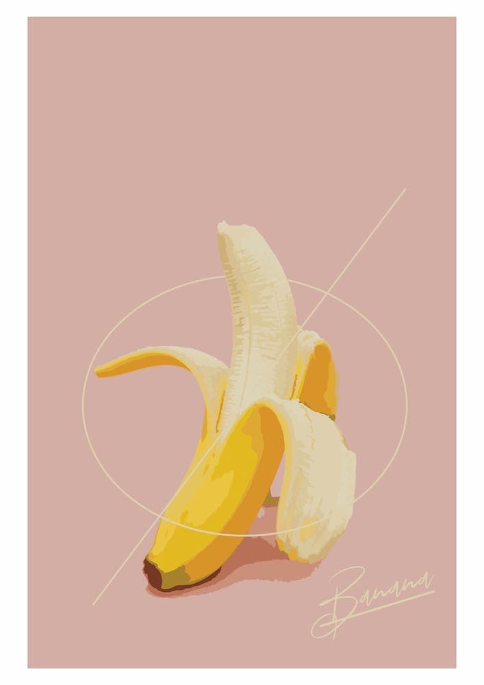 Banana with Pink Background