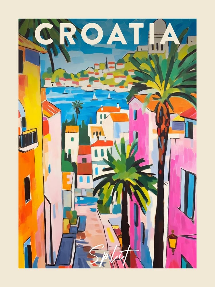 Split Croatia 7 Fauvist Painting Travel Poster