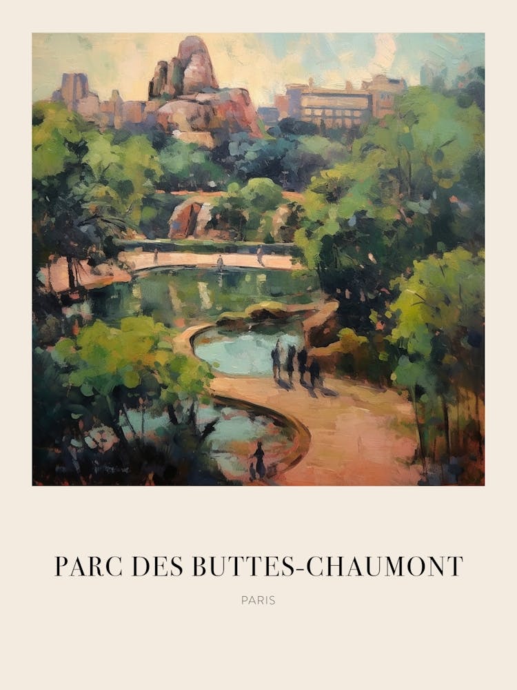 Parc Des Buttes Chaumont Paris France 3 Vintage Cezanne Inspired Poster