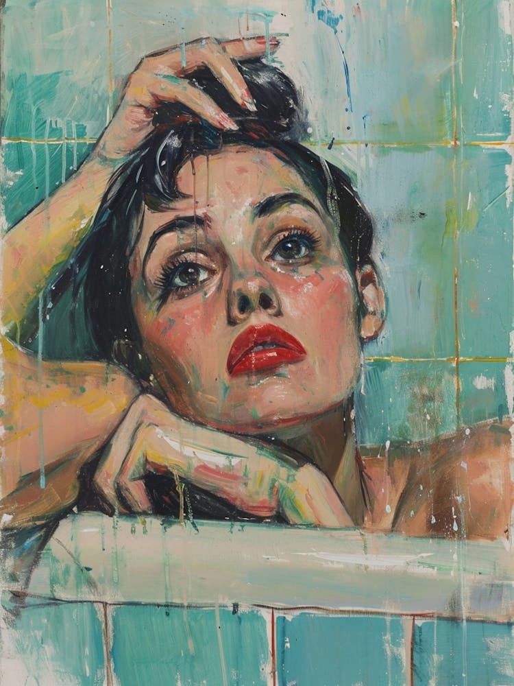 Retro Pinup Bath Painting  3