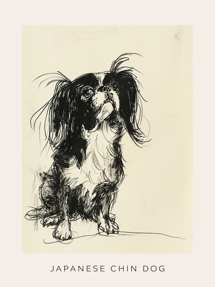 Japanese Chin Line Sketch 1 Poster