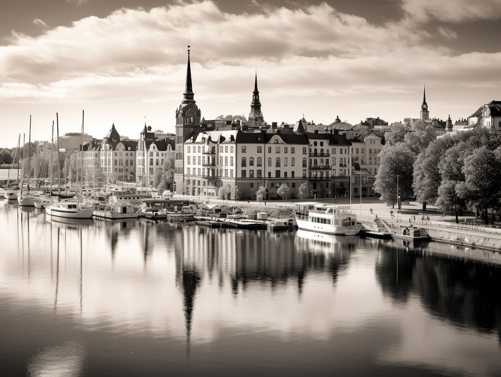 Black And White Photograph Of Stockholm 2
