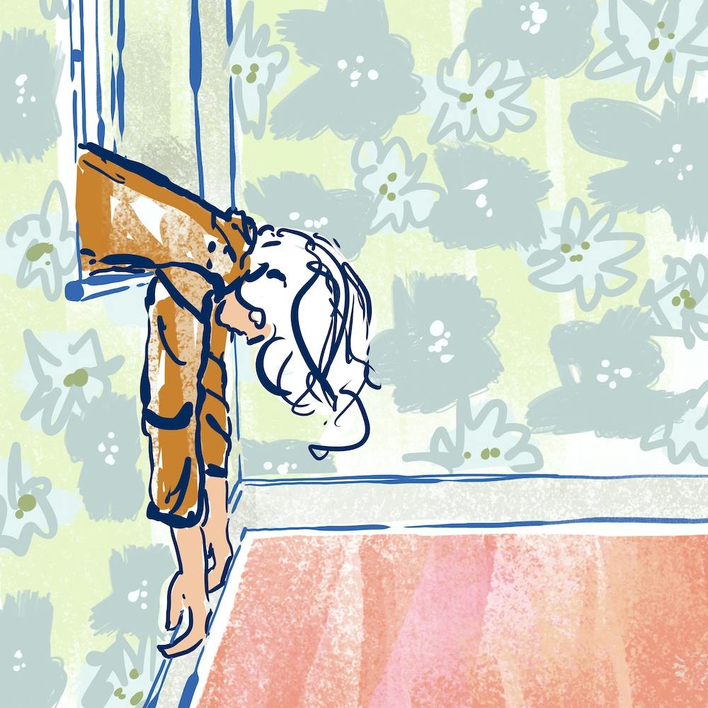 Woman in a window square